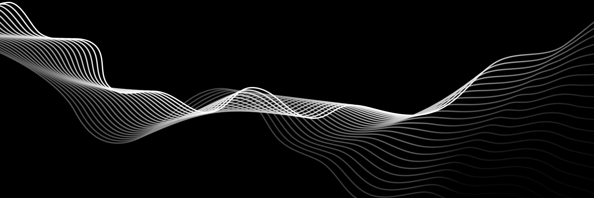 Siyah zemin üzerinde akan, dalgalı beyaz çizgiler, dinamik ve büyüleyici bir görsel efekt yaratır.