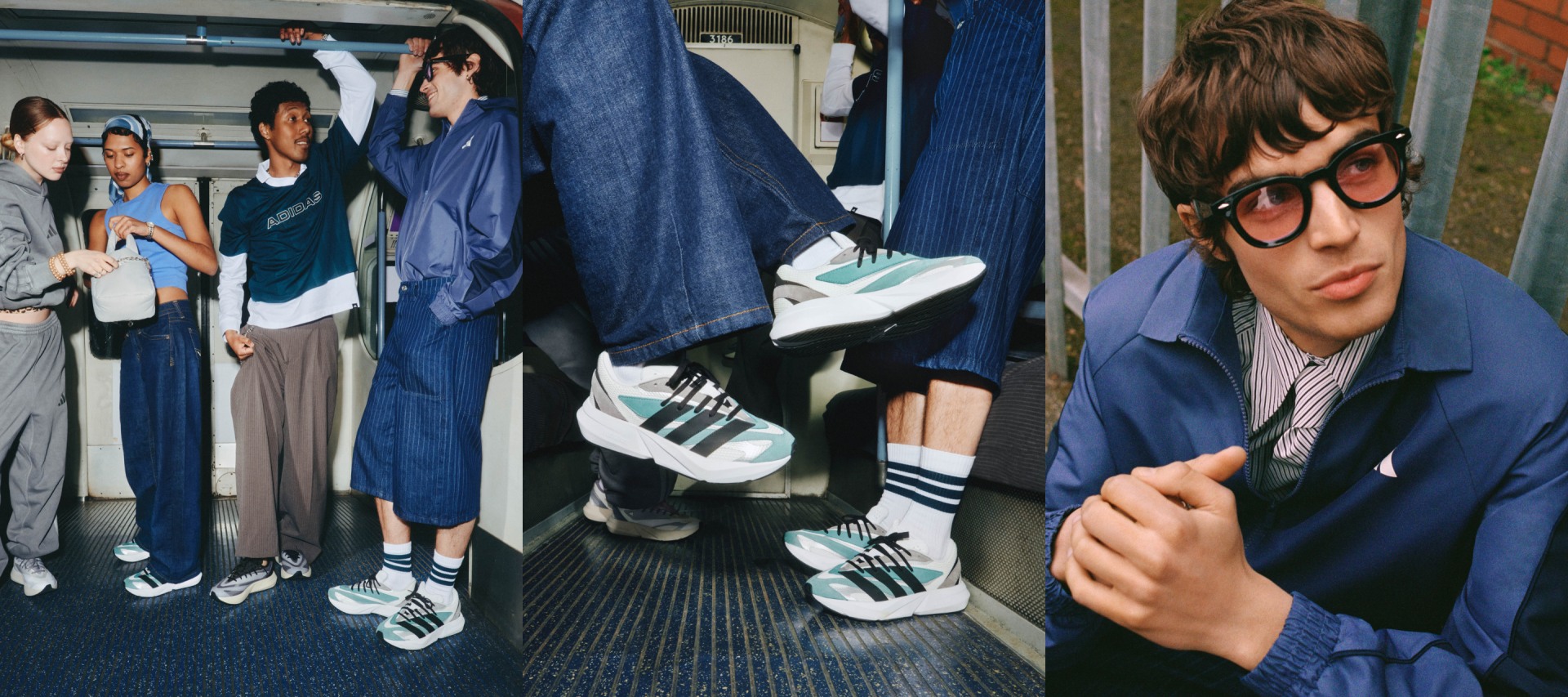Thomas Meacock and friends pose in adidas Lightblaze shoes in a casual collage.