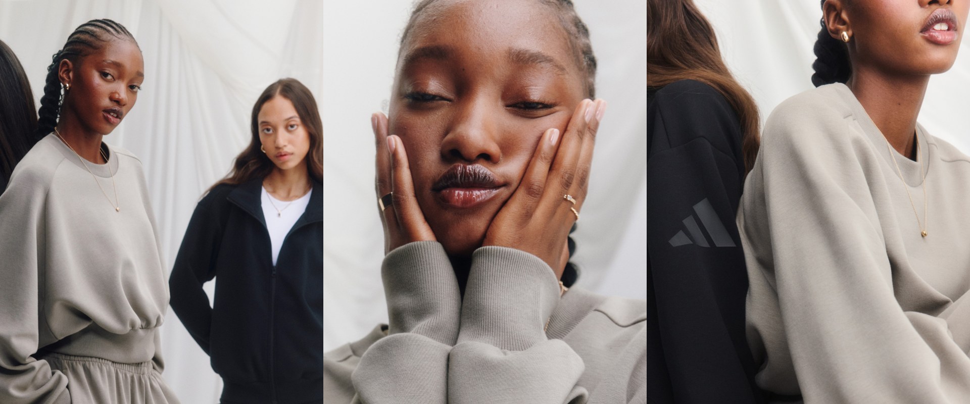 Op de afbeelding staan verschillende portretten van jonge vrouwen, elk met een kenmerkende expressie en pose. De achtergrond lijkt een vlakke, lichtgekleurde ondergrond te zijn, waardoor de focus op de onderwerpen blijft.