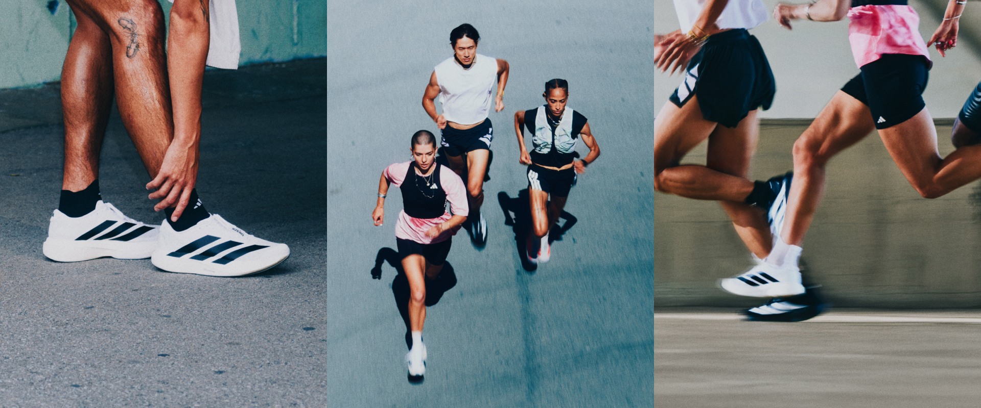 A group of people, likely athletes, are walking together on a paved surface, wearing athletic clothing and shoes.