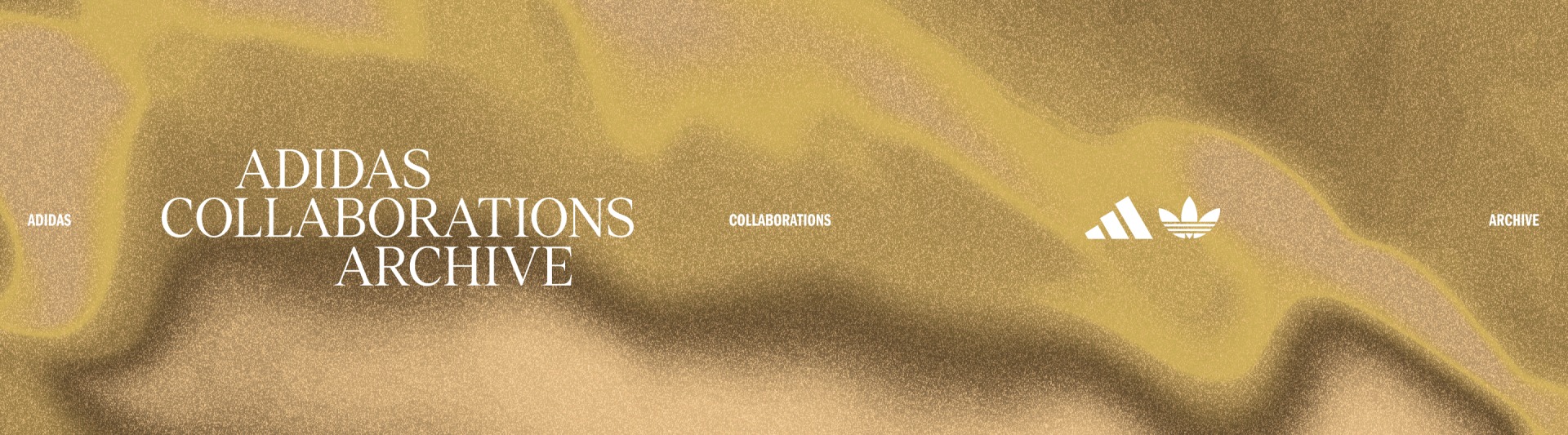 adidas Collaboration Archive text is displayed as a creative asset on a fluid neutral coloured background.