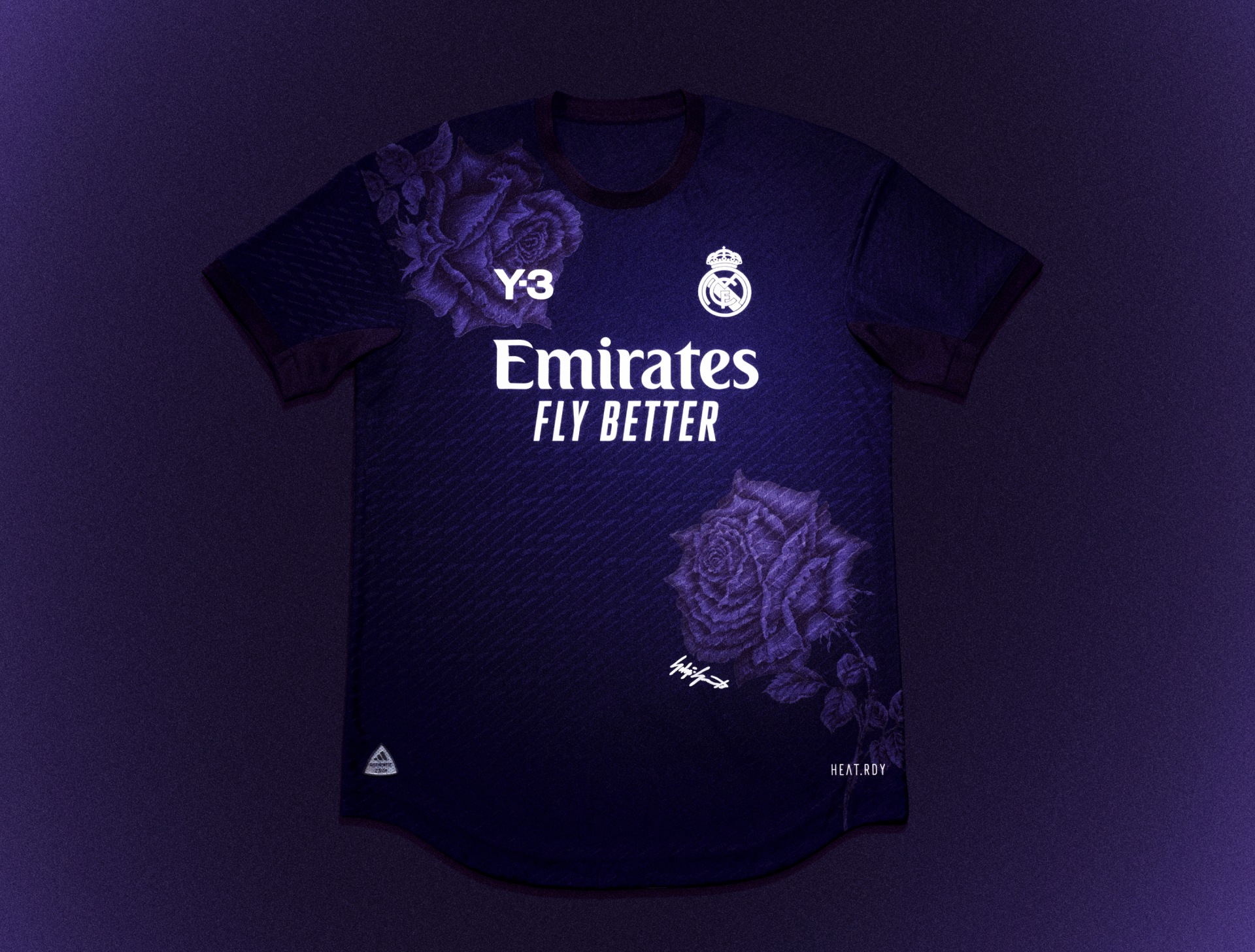Real Madrid ユニフォーム3rd adidas 紫色 シャツ Y-3」とレアル・マドリードCFがコラボ 薔薇があしらわれた4th