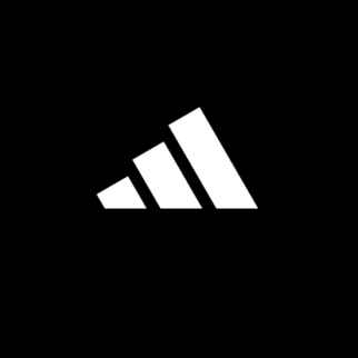 The image depicts the iconic Adidas logo, consisting of three white stripes against a black background.