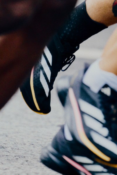 close up of adizero shoes