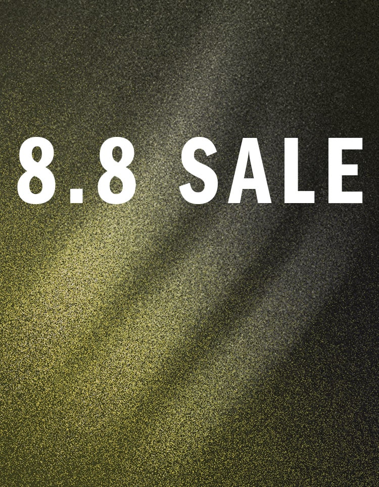 The image displays the text "8.8 SALE" prominently against a dark, textured background with a subtle gradient effect.