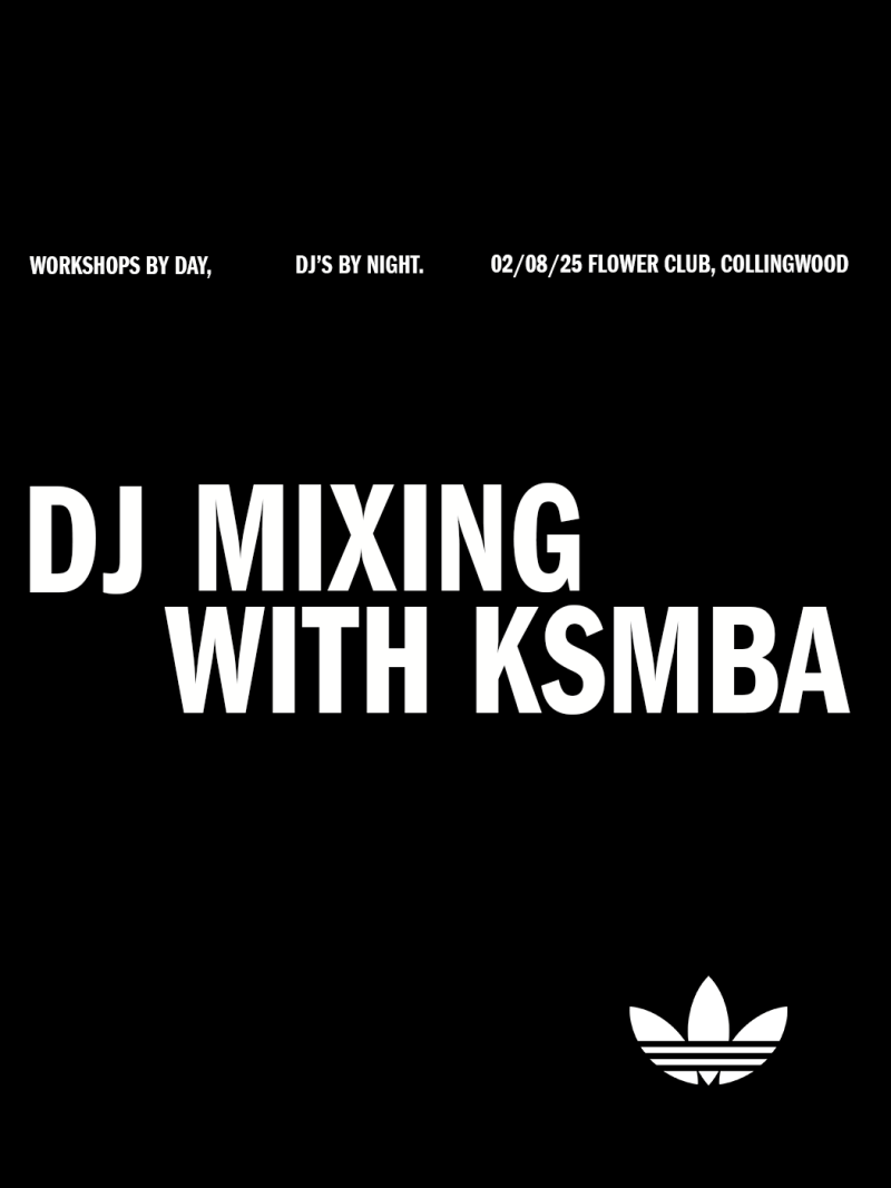 DJ mixing with KSMBA event at Flower Club, Collingwood on 02/08/25.