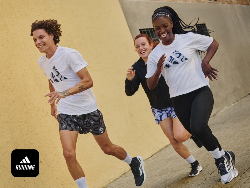Three friends on a run together.