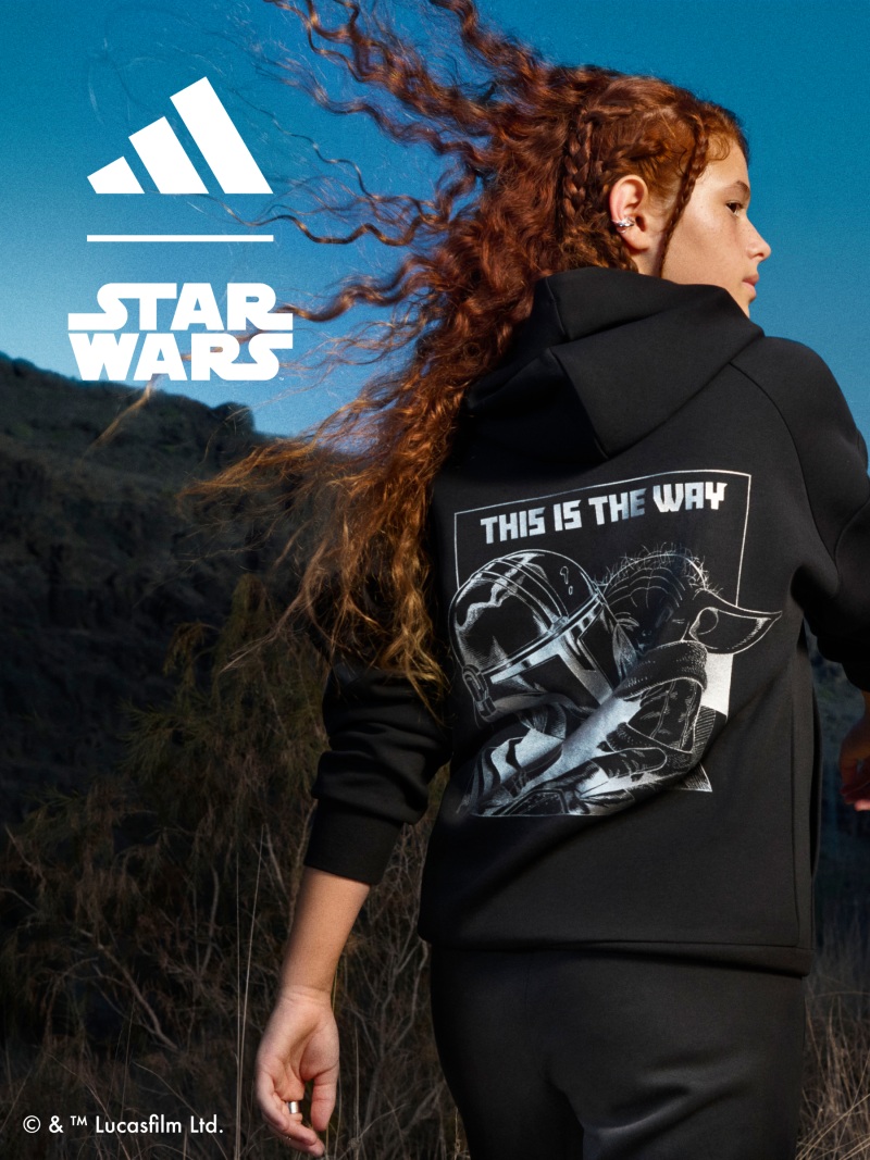 Close up of child’s back from behind, wearing the  adidas | Star Wars: The Mandalorian™ collection