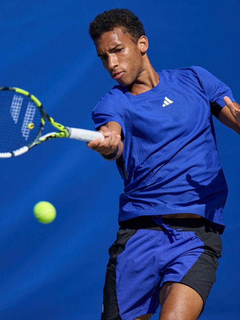 Photo of Felix Auger Aliassime wearing the New York collection tennis apparel