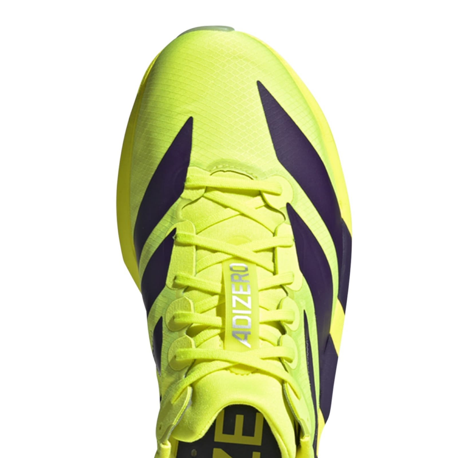 A bright yellow and black athletic shoe with laces and a distinctive logo on the side, set against a plain white background.