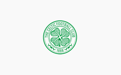 The image displays the logo of the Celtic Football Club, featuring a green four-leaf clover emblem against a white background.