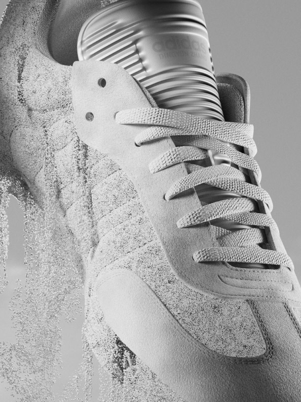 A close-up of the white and gray adidas Originals by Dingyun Zhang Kouza sneaker.