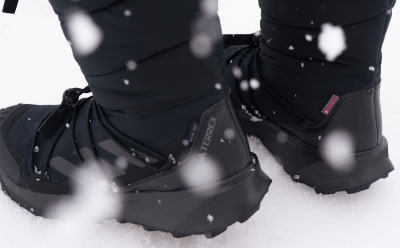 Close up image of an adidas winter shoe