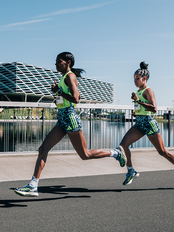 Collection of images showing runners in action.