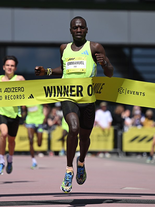 Collection of images showing runners in action.