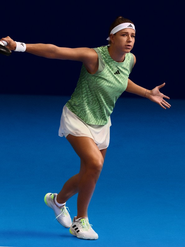 Karolína Muchová playing tennis in the new Melbourne collection. 