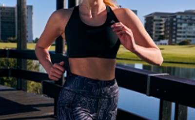 Model wearing adidas Bras and Leggings collection