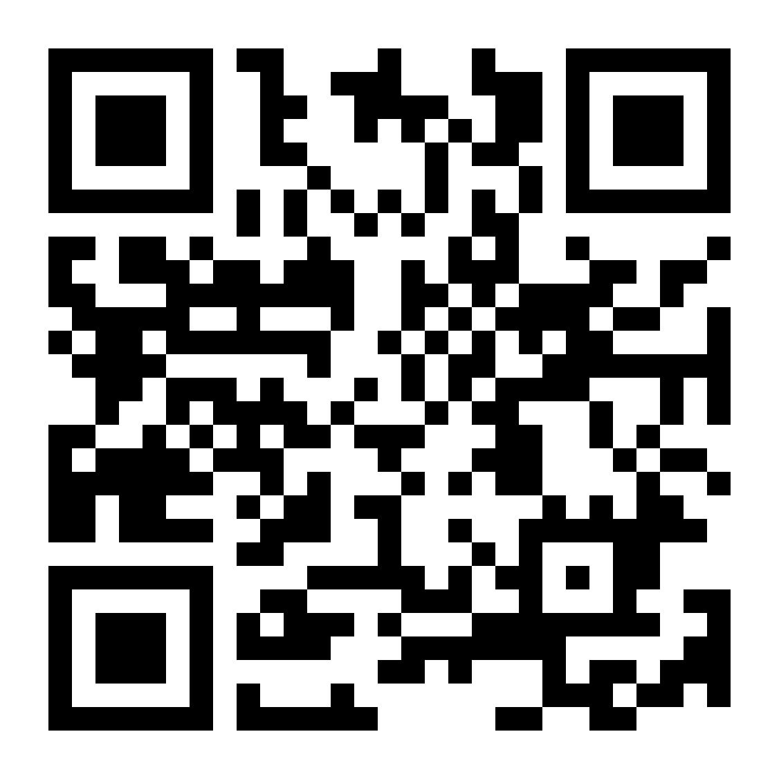 A black and white QR code pattern fills the entire image, with a complex arrangement of square and rectangular shapes.