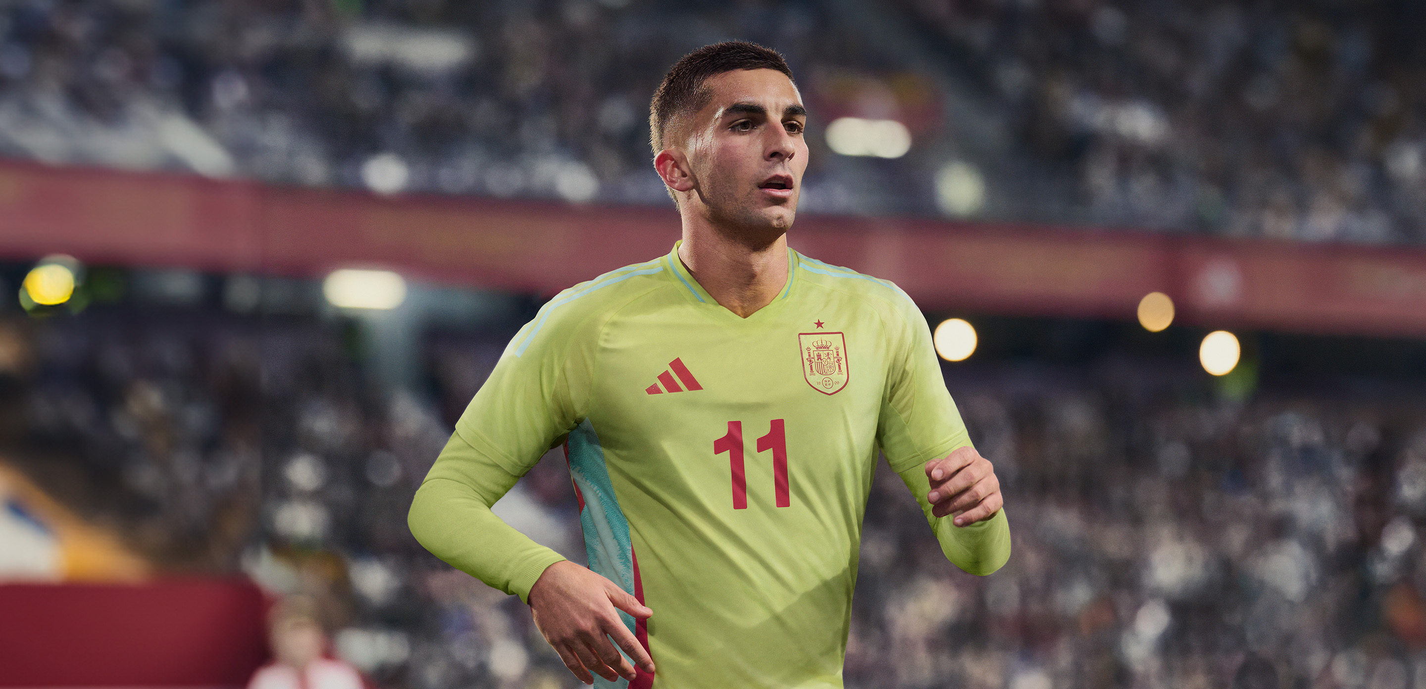 Visual featuring the new Spain EURO 2024™ AWAY worn by a player