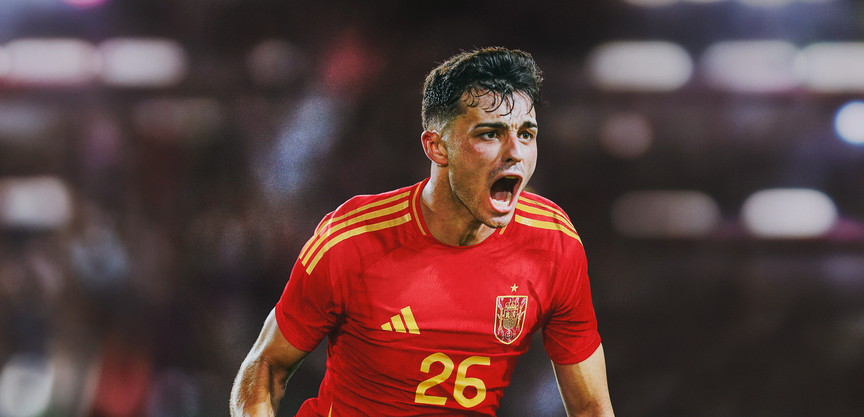 Visual featuring the new Spain EURO 2024™ HOME worn by a player