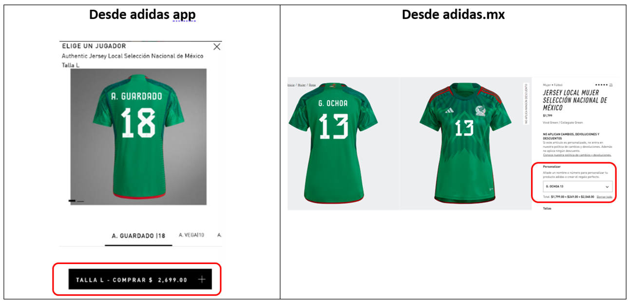 personalizacion de producto en linea adidas Mexico