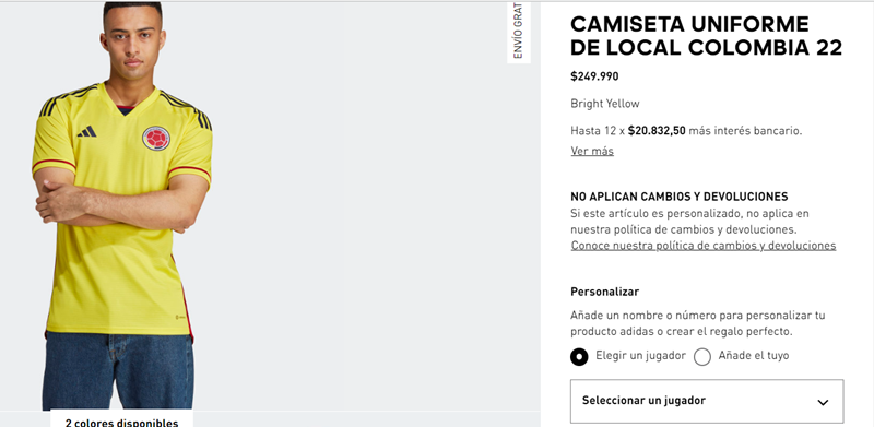 personalizacion de productos en linea adidas Colombia