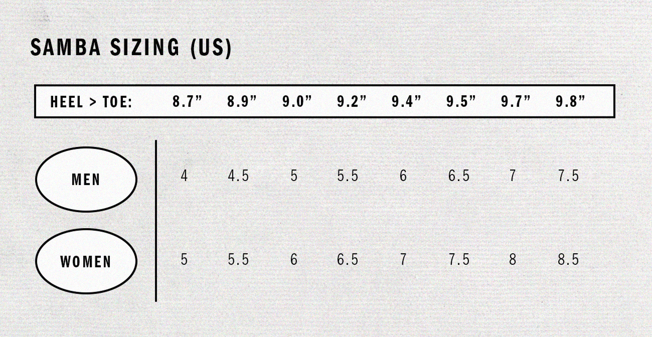 adidas Samba footwear size chart