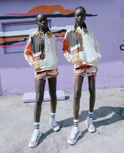 Model wears adidas THEBE MAGUGU collection