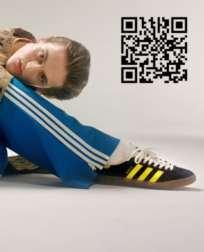 Models wear the adidas x Gucci collection in campaign images.