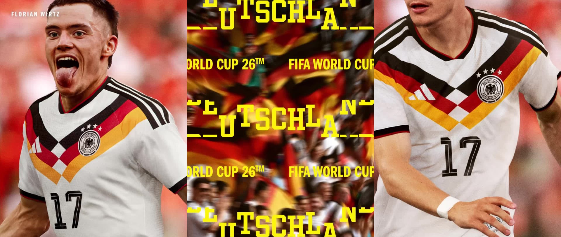 Visual composition featuring the FIFA World Cup 26™ Home Kits