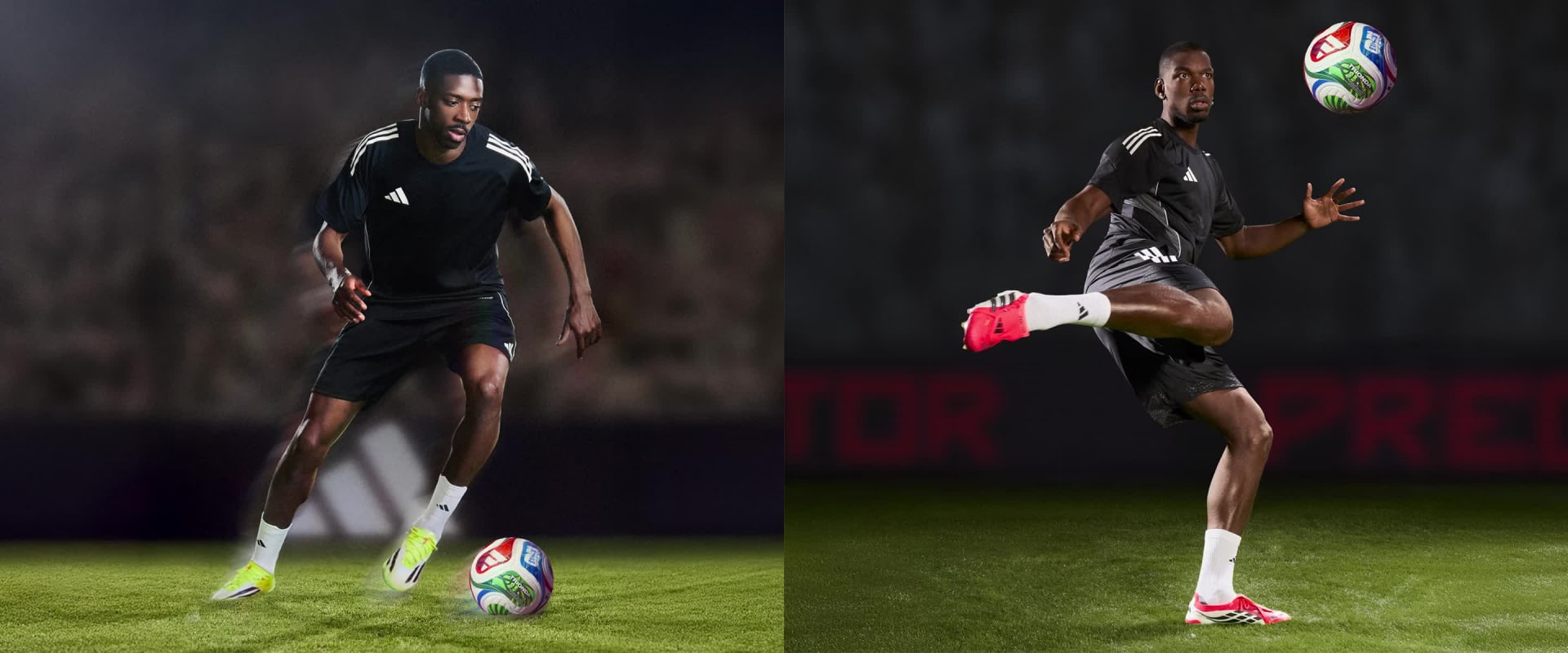 Deux personnes habillées en rouge et noir se tiennent debout sur un fond rouge et vert, tenant ce qui semble être du personnel cérémonial ou des matraques.