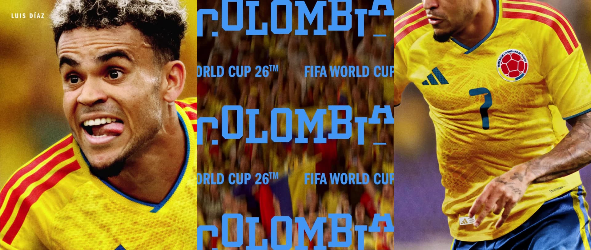 The image shows a smiling man wearing an Argentina soccer jersey, with a large crowd of people in the background waving Argentina flags.