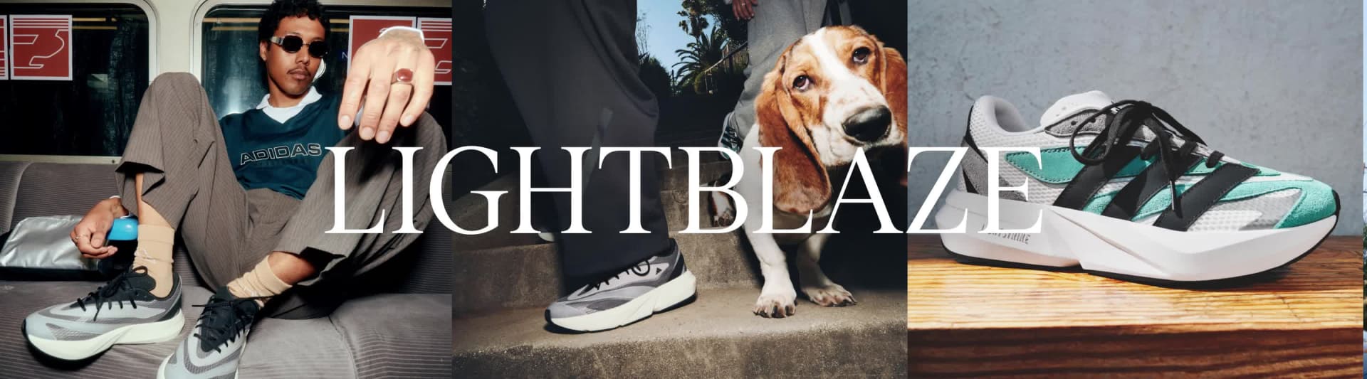 A collage of Lightblaze shoes from all angles, including on Xochitl Gomez.