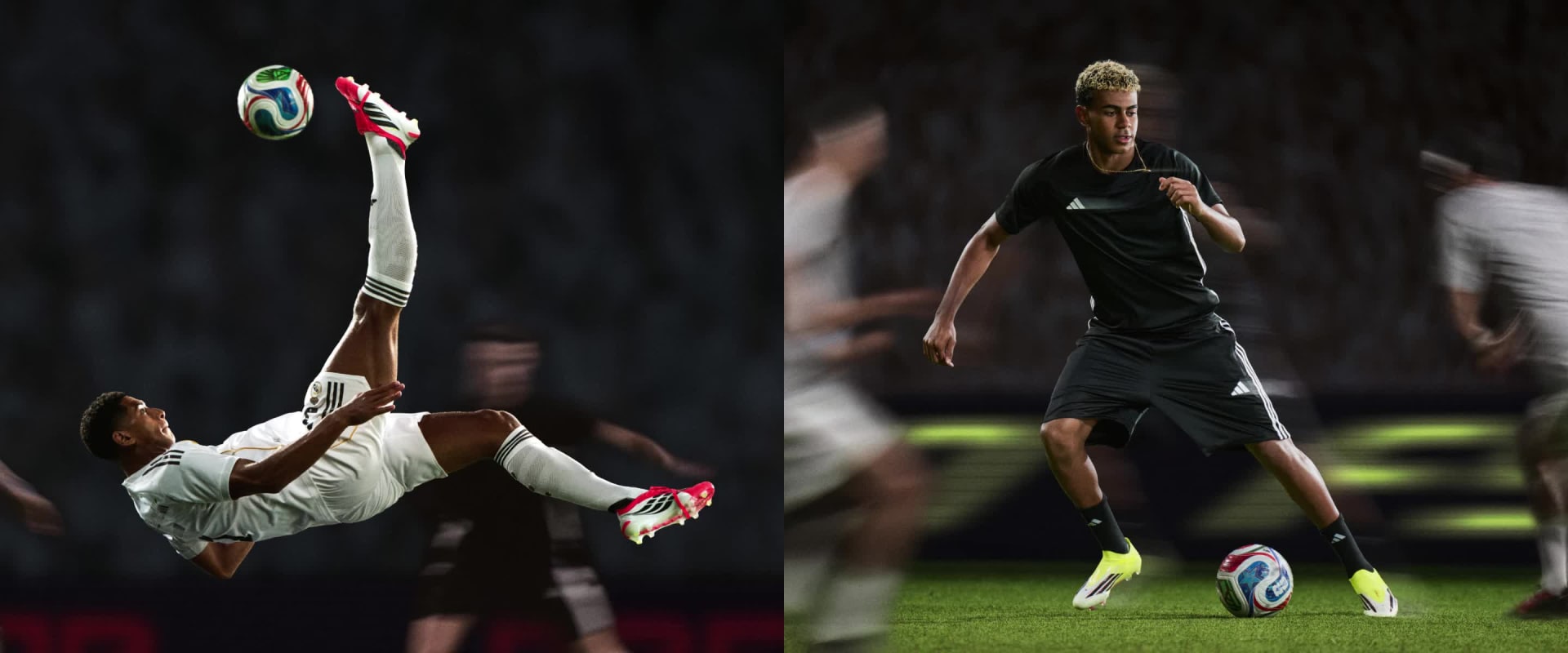 Two individuals in sports uniforms facing each other, with a yellow flag or card visible between them against a blurred background.