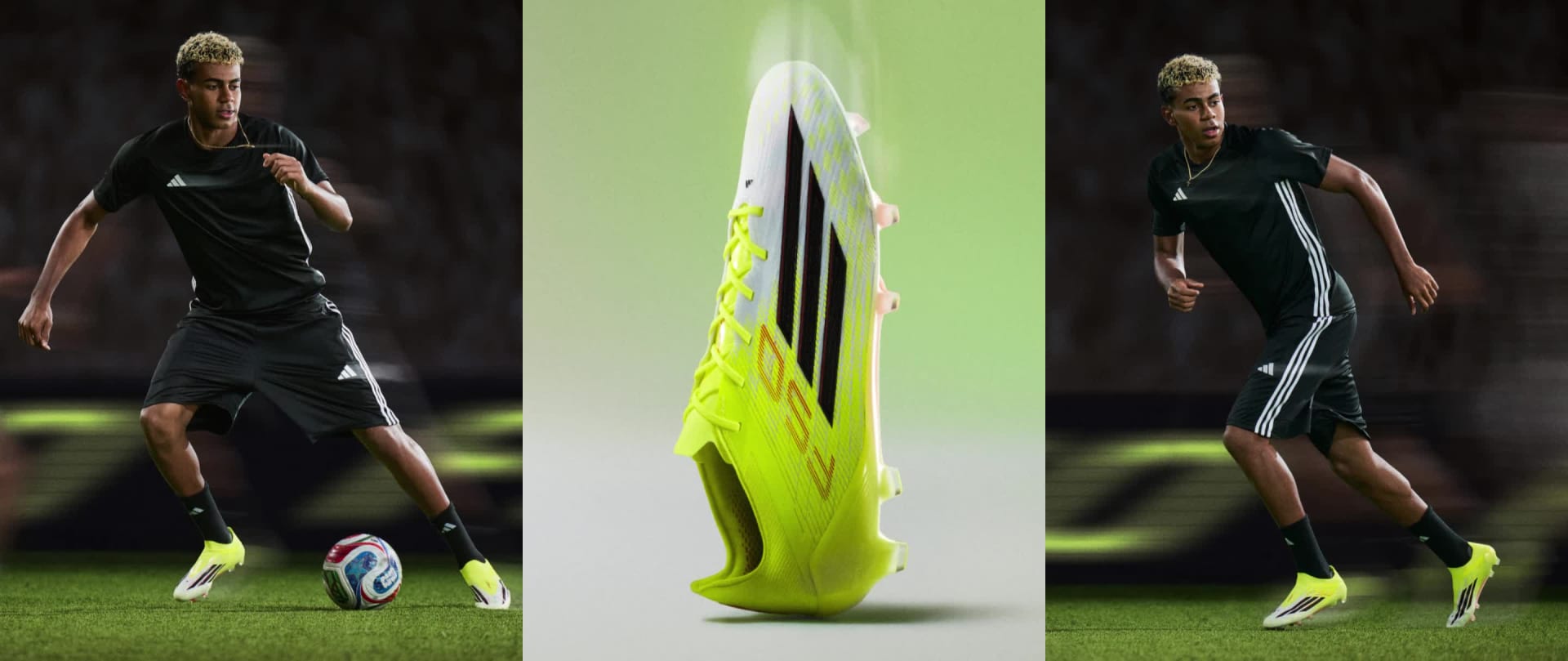 A person wearing dark clothing is shown in the center of the image, surrounded by blurred green and yellow objects in the background.