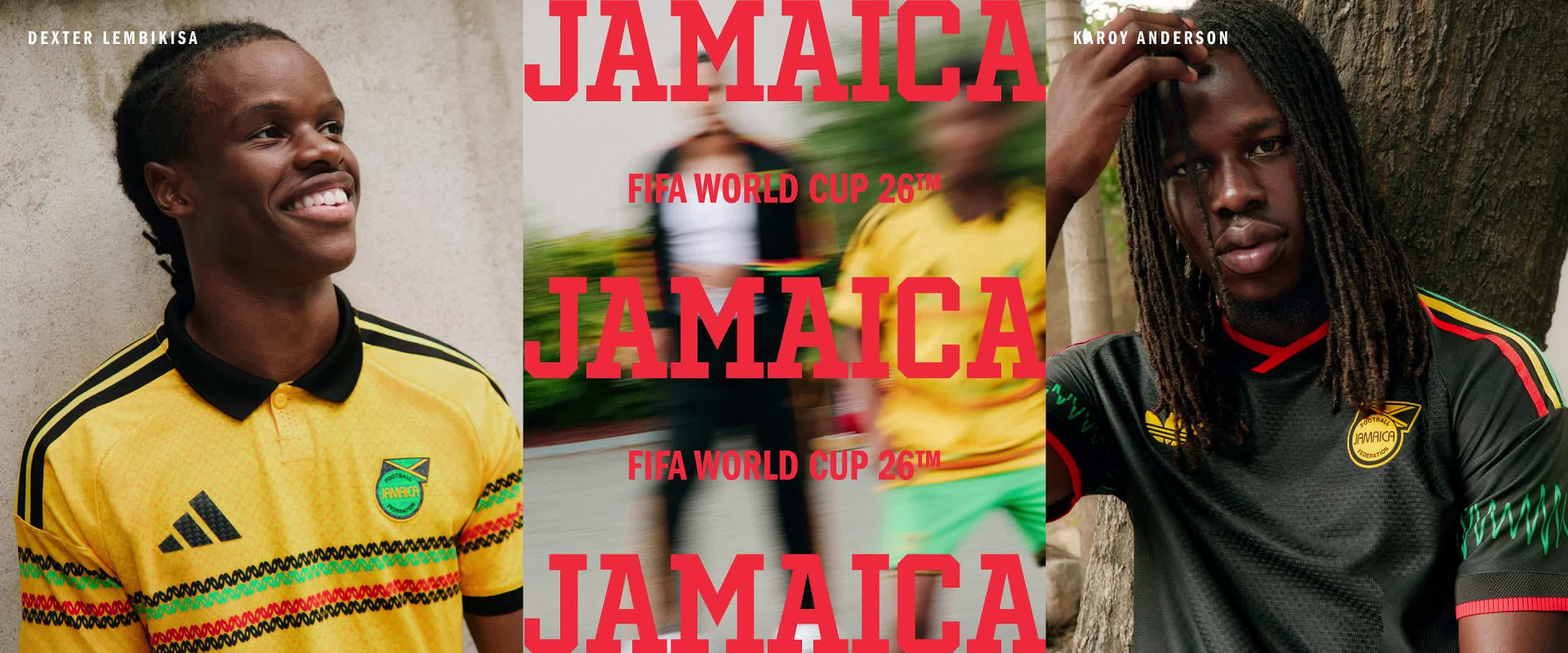 ジャマイカ代表ホーム&アウェイユニフォームをフィーチャーしたビジュアル
