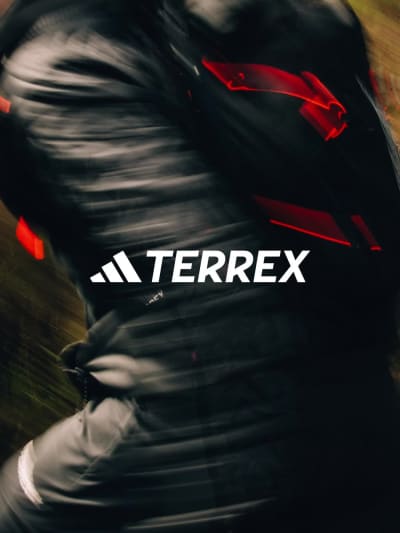 GIF of 3 frames of people wearing The Xperior Hooded Jacket and other items from the Terrex Adeventure Wardrobe FW24 collection.