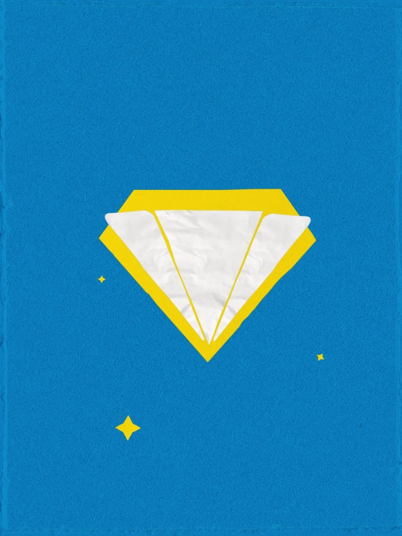 An image with a blue background and a white-yellow diamond icon