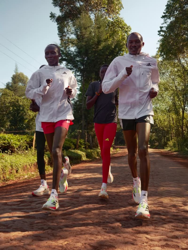 Animated images of athletes wearing adidas Boston 12 running shoe while training outside.