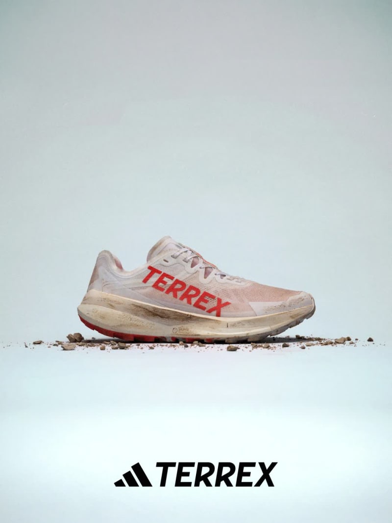 Animated images of different adidas Agravic trail running shoes against a grey backdrop.